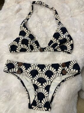 Salinas Black and Cream Floral Print Bikini